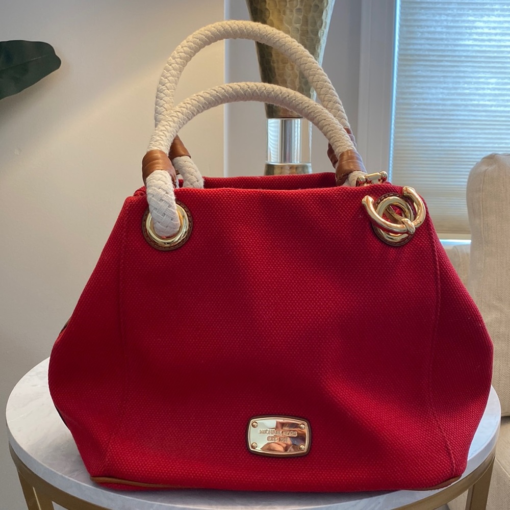 Michael Kors Red Canvas Marina Tote